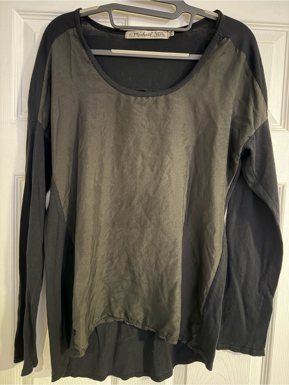Michael Stars Black Two-Tone Long Sleeve Layered Tee One Size